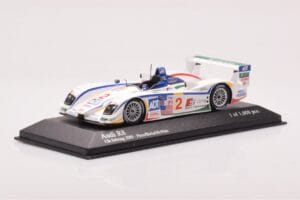 Audi R8 #2 E. Pirro / F. Biela / A. McNish 12 Hours of Sebring 2nd Place 2005 Minichamps 1:43 400051302 Metal - imaginea 2 din 4