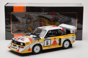 Audi Sport Quattro S1 E2 #6 H. Mikkola / A. Hertz Rally 1000 Lakes 1985 IXO 1:18 18RMC161B Metal - imaginea 6 din 6