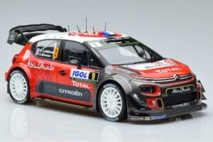 Citroen C3 WRC #9 S. Lefebvre / G. Moreau Tour de Corse 2017 Norev 1:18 181633 Metal - imaginea 4 din 6