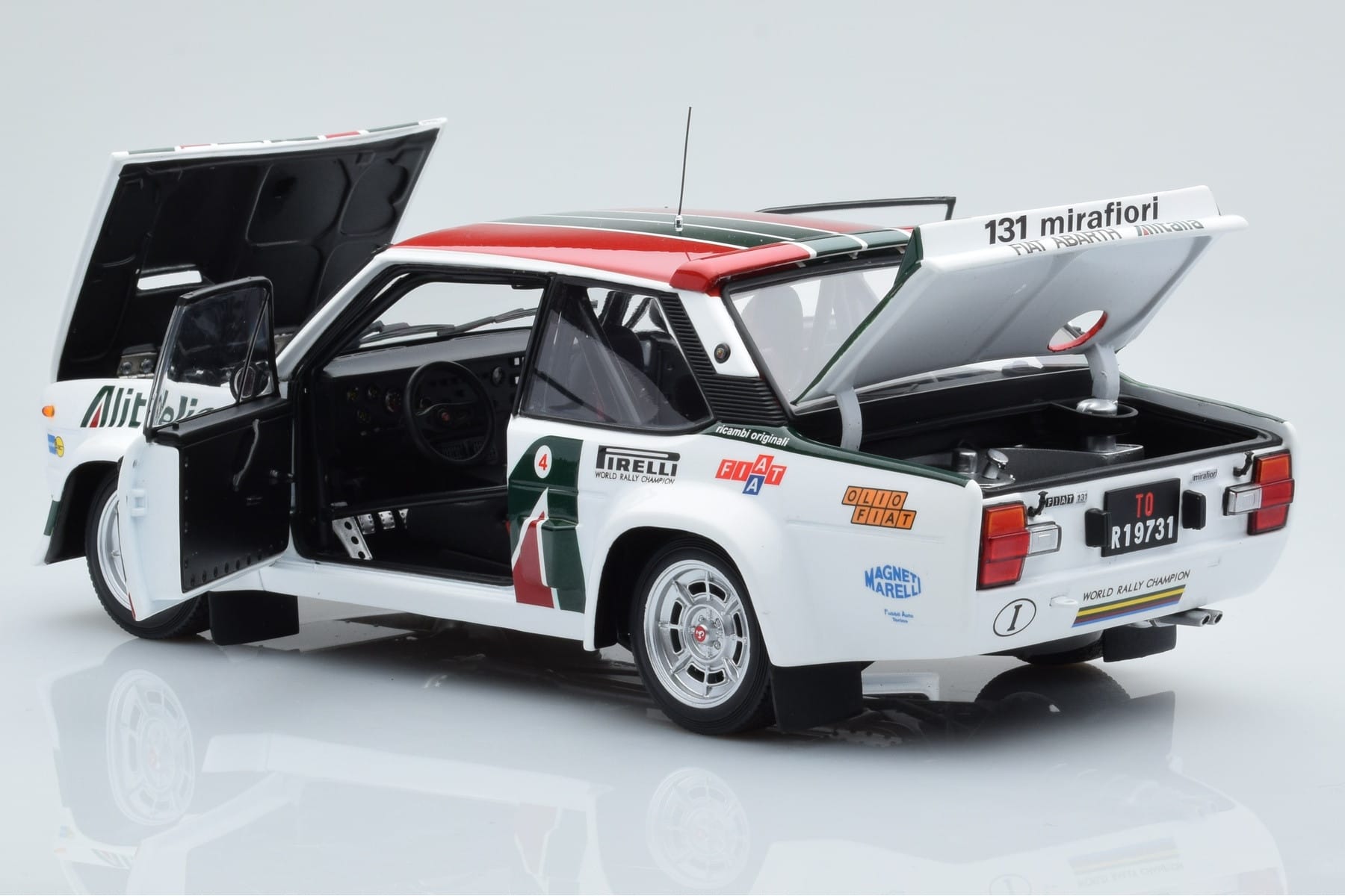 Fiat 131 Abarth Alitalia #2 W. Röhrl / C. Geistdörfer Rally Monte Carlo 1978 Kyosho 1:18 08376G Metal - imaginea 5 din 10