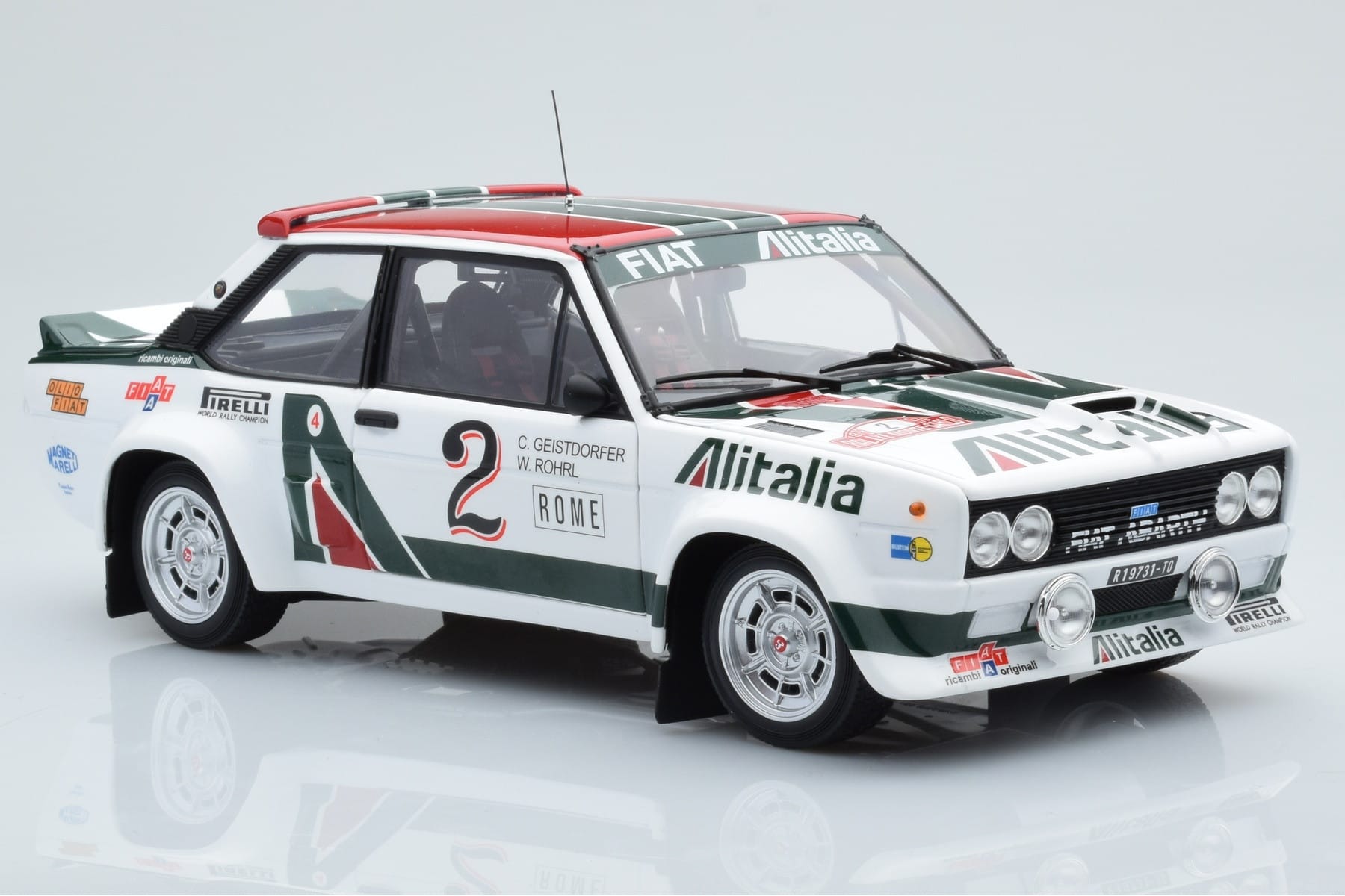 Fiat 131 Abarth Alitalia #2 W. Röhrl / C. Geistdörfer Rally Monte Carlo 1978 Kyosho 1:18 08376G Metal - imaginea 6 din 10
