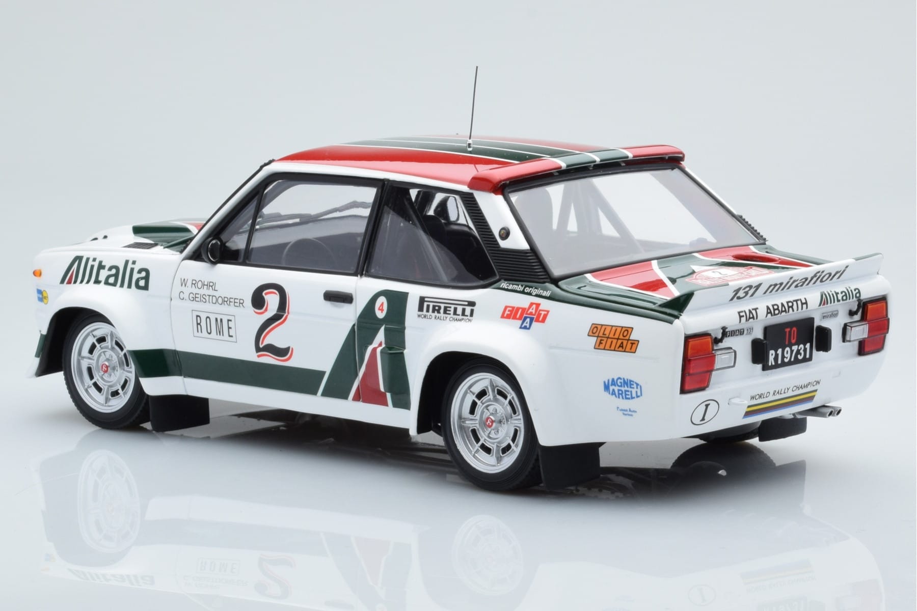Fiat 131 Abarth Alitalia #2 W. Röhrl / C. Geistdörfer Rally Monte Carlo 1978 Kyosho 1:18 08376G Metal - imaginea 7 din 10