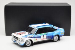 Fiat 131 Abarth #5 Team Fiat Works Rally Portugal 1980 Kyosho 1:18 08376A Metal - imaginea 8 din 8