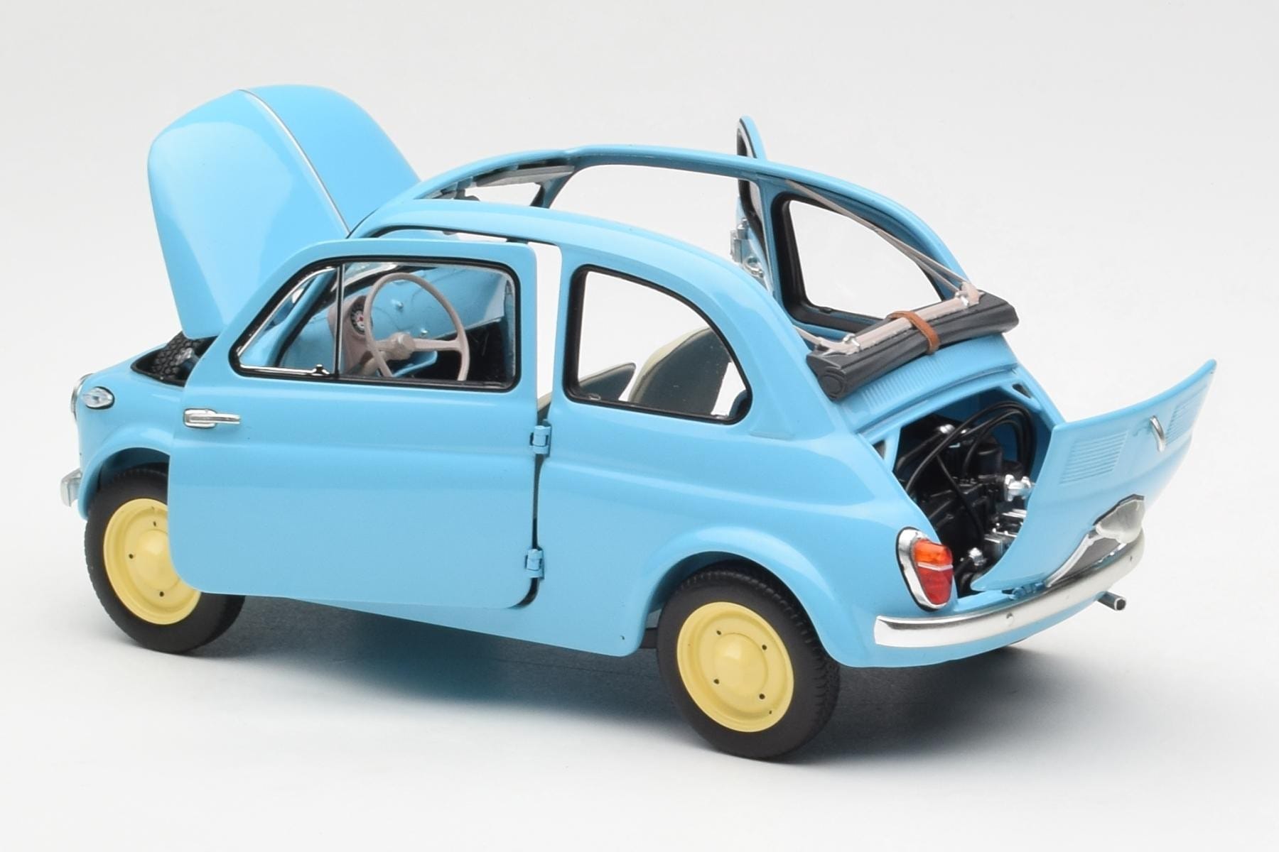 Fiat Nuova 500 Celeste Albastru Kyosho 1:18 08966LB Metal - imaginea 5 din 8