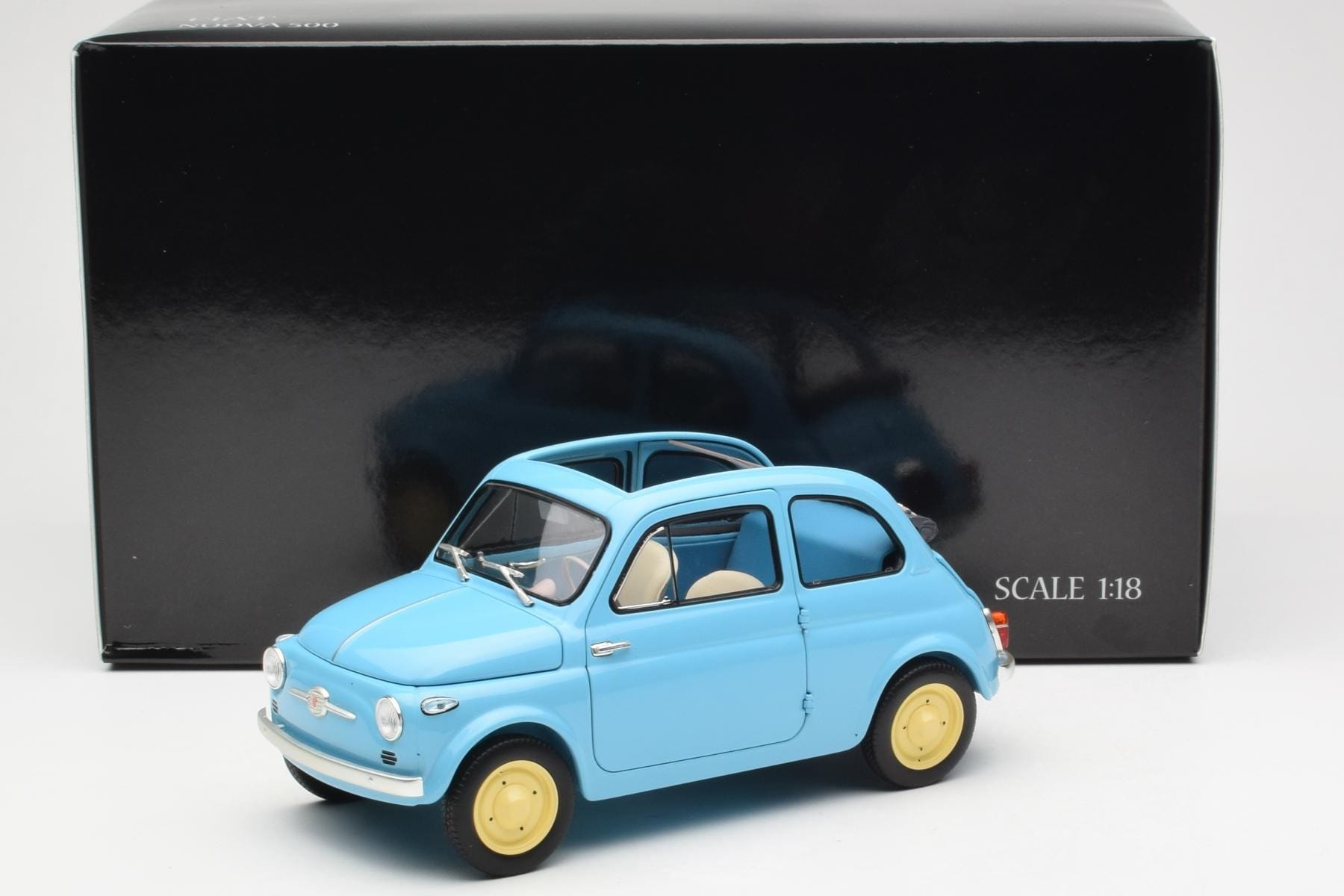 Fiat Nuova 500 Celeste Albastru Kyosho 1:18 08966LB Metal - imaginea 8 din 8