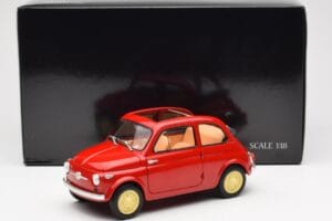 Fiat Nuova 500 Coral Roșu Kyosho 1:18 08966R Metal - imaginea 8 din 8