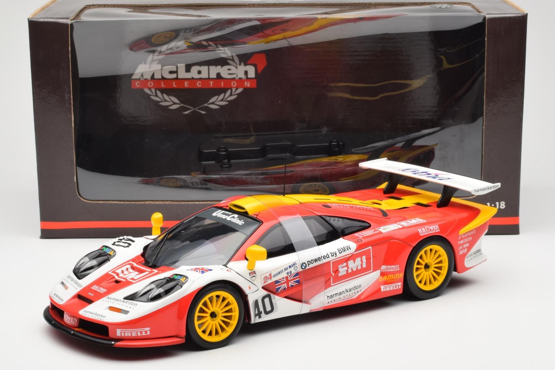 McLaren F1 GTR #40 J. O'Rourke / M. Sugden / P. Auberlein EMI 24 Hours of Le Mans 1996 UT Models 1:18 39820 Metal - imaginea 6 din 6