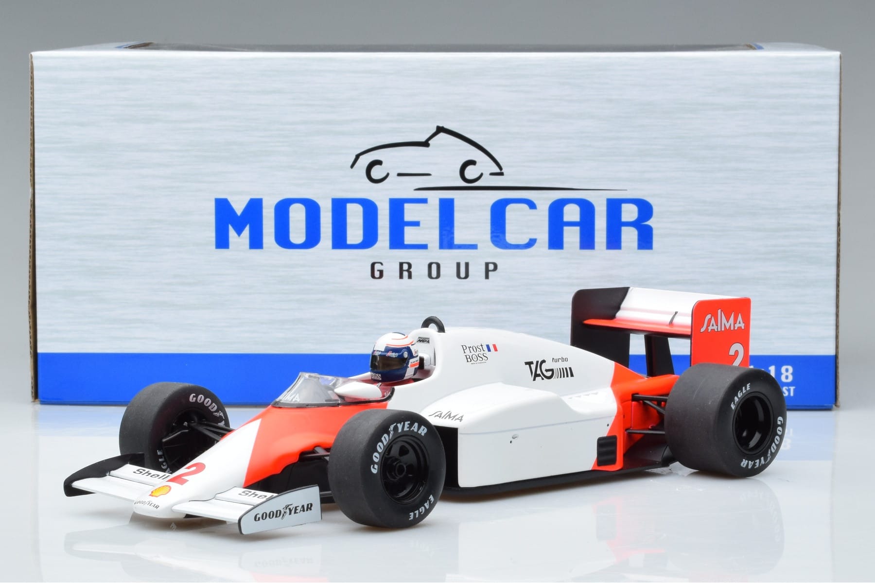 McLaren MP4/2B Marlboro #2 A. Prost Monaco GP Winner World Champion 1985 MCG 1:18 MCG18606F Metal - imaginea 6 din 6