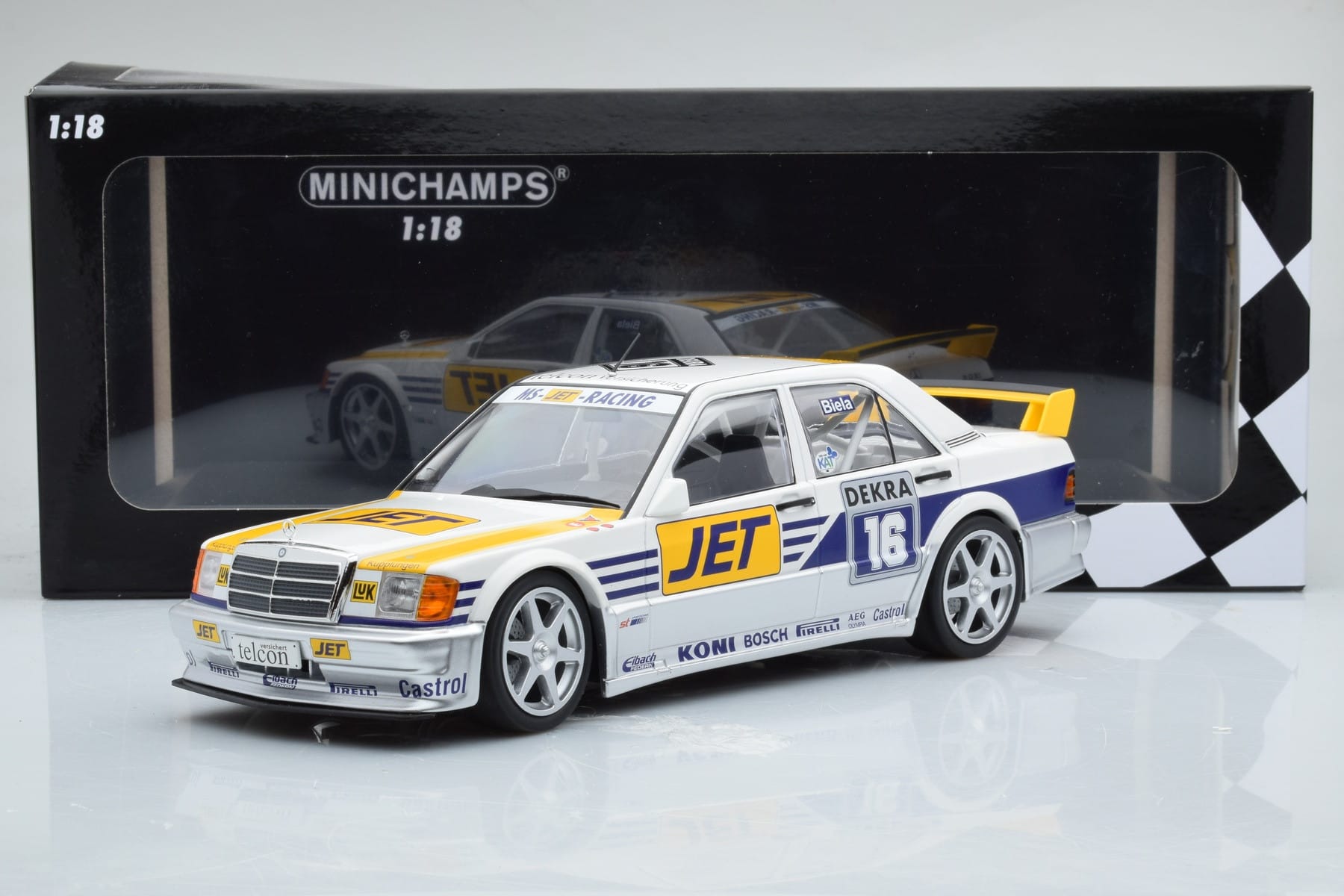 Mercedes 190E 2.5-16 W201 EVO 1 Jet #16 F. Biela Team Ms-Jet Racing DTM 1990 Minichamps 1:18 155903616 Metal - imaginea 6 din 6