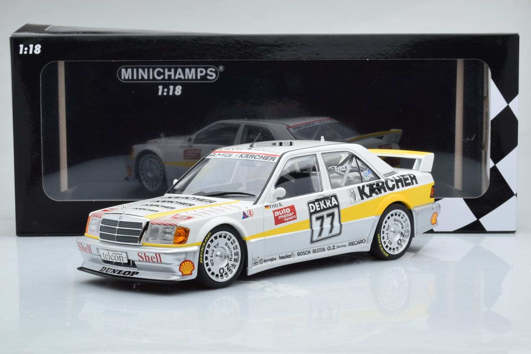 Mercedes 190E 2.5-16 W201 EVO 1 Karcher #77 F. Kreutzpointer Team AMG-Mercedes DTM 1990 Minichamps 1:18 155903677 Metal - imaginea 6 din 6
