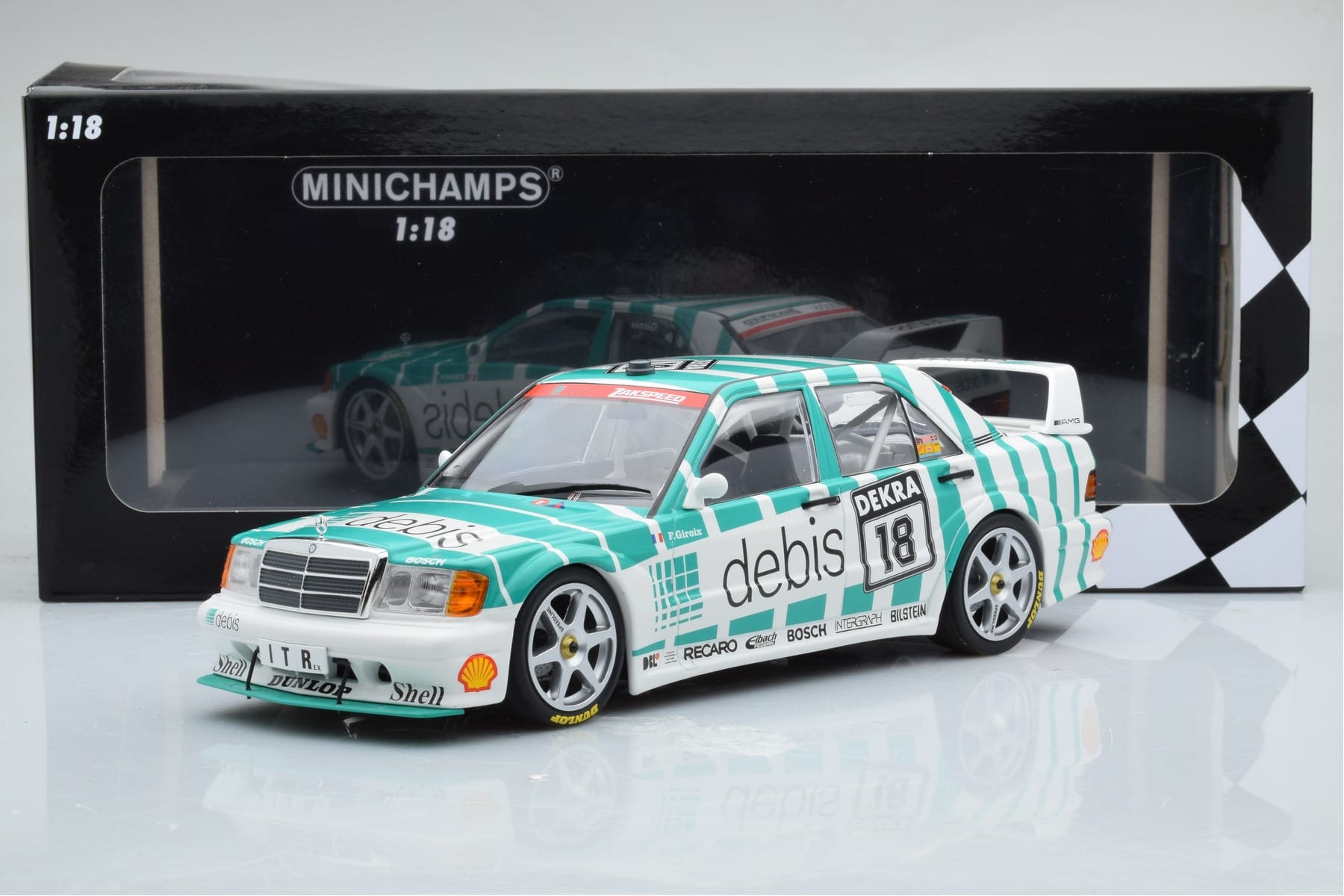 Mercedes 190E 2.5-16 W201 EVO 2 Debis #18 F. Giroix Team Zackspeed DTM 1991 Minichamps 1:18 155913618 Metal - imaginea 6 din 6