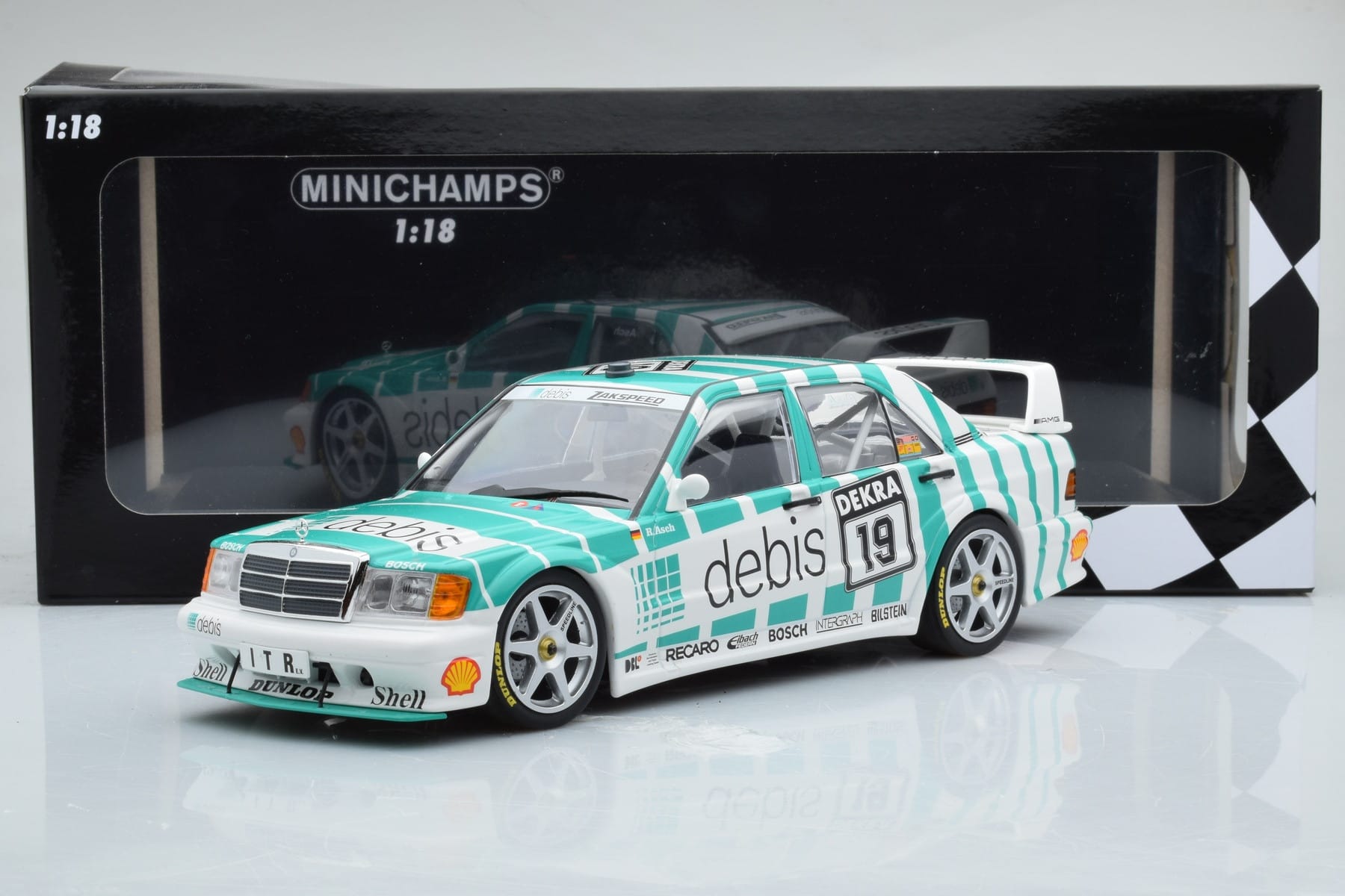 Mercedes 190E 2.5-16 W201 EVO 2 Debis #19 R. Asch Team Zackspeed DTM 1991 Minichamps 1:18 155913619 Metal - imaginea 6 din 6