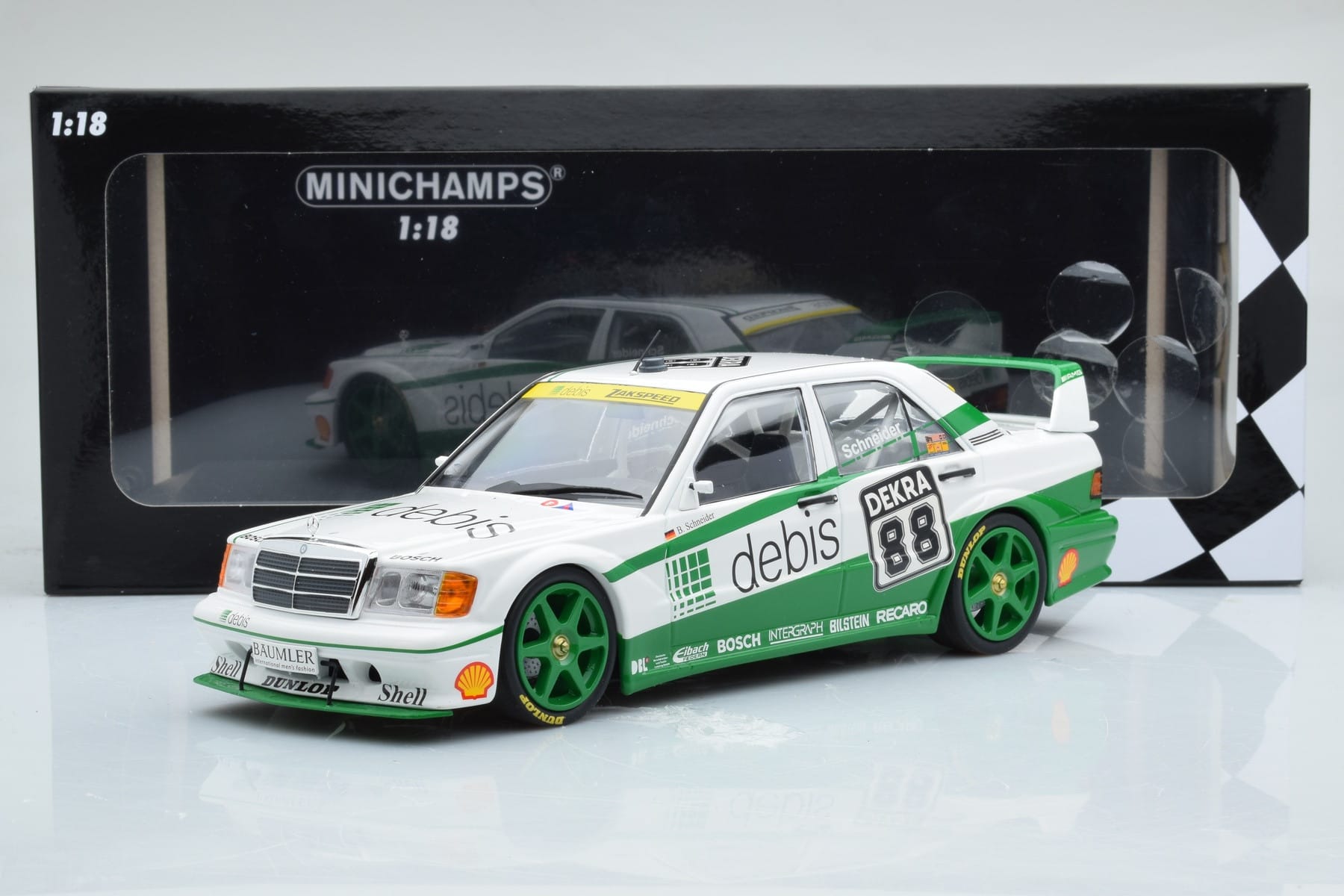 Mercedes 190E 2.5-16 W201 EVO 2 Debis #88 B. Schneider Team Zackspeed DTM 1991 Minichamps 1:18 155913688 Metal - imaginea 6 din 6