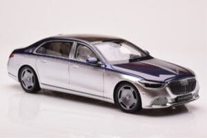 Mercedes Maybach S680 W223 Nautical Albastru Cirrus Argintiu Almost Real 1:18 820125 Metal - imaginea 6 din 8