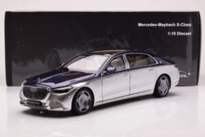 Mercedes Maybach S680 W223 Nautical Albastru Cirrus Argintiu Almost Real 1:18 820125 Metal - imaginea 8 din 8