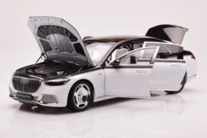 Mercedes Maybach S680 W223 Obsidian Negru Diamond Alb Almost Real 1:18 820121 Metal - imaginea 2 din 7