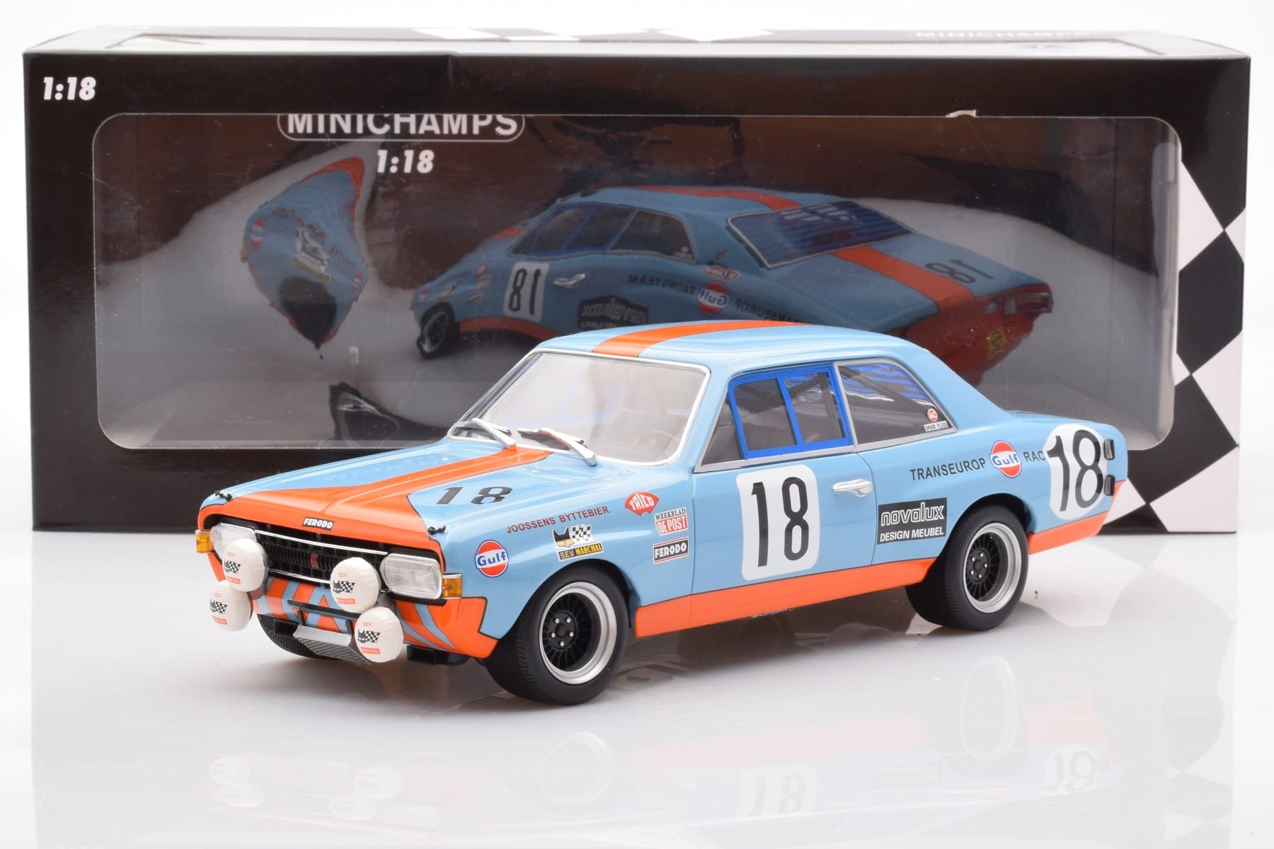 Opel Commodore A Steinmetz Gulf #18 Joossens / Byttebier 24 Hours of Spa 1971 Minichamps 1:18 155714618 Metal - imaginea 6 din 6