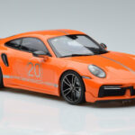 Porsche 911 992 Turbo S China 20th Anniversary Portocaliu Minichamps 1:18 - image 4 of 6