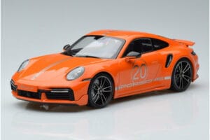 Porsche 911 992 Turbo S China 20th Anniversary Portocaliu Minichamps 1:18
