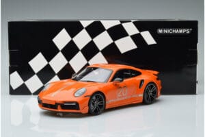 Porsche 911 992 Turbo S China 20th Anniversary Portocaliu Minichamps 1:18 155069171 Metal - imaginea 6 din 6