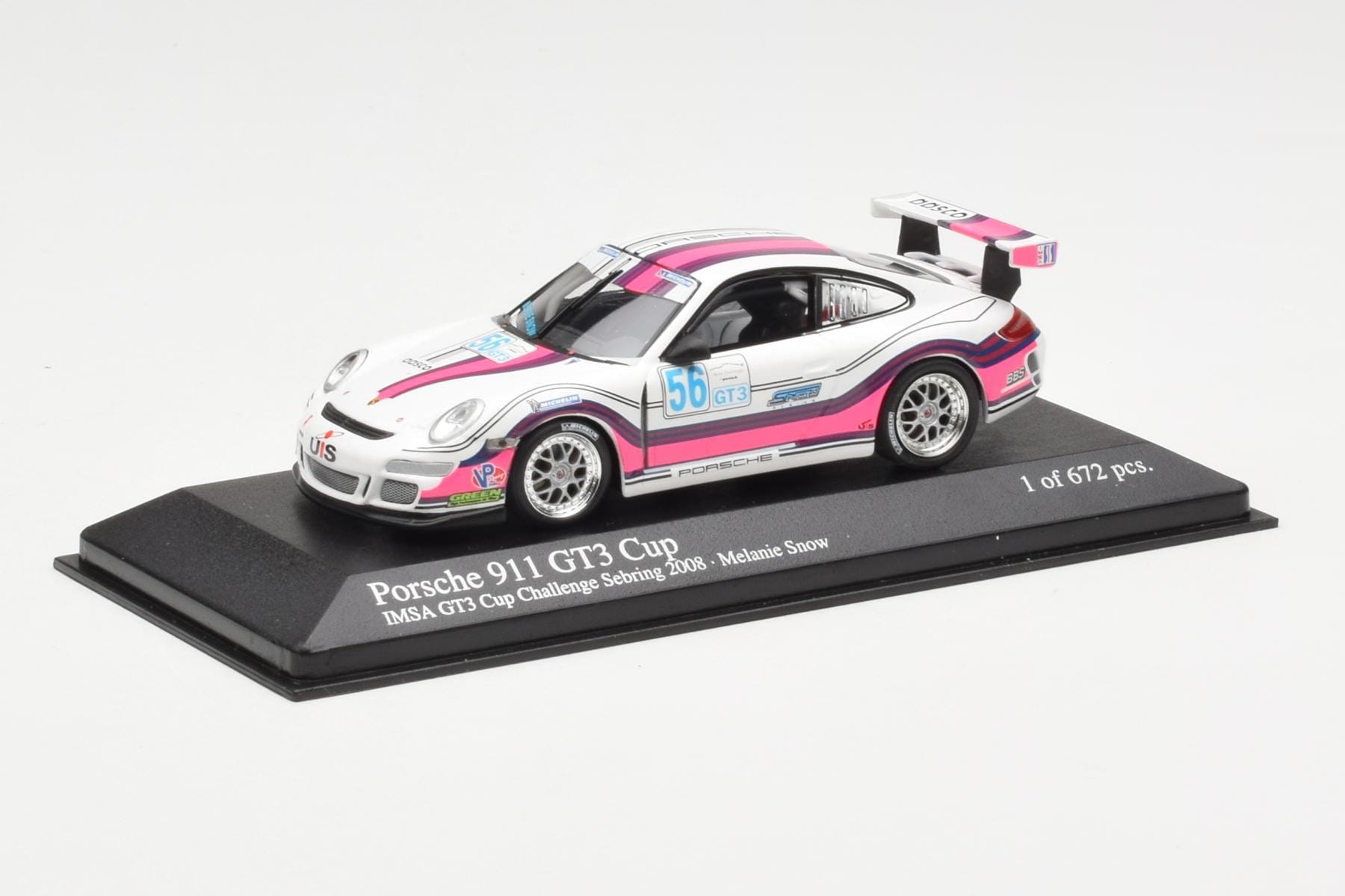 Porsche 911 997 GT3 Cup #56 M. Snow IMSA GT3 Challenge 2008 Minichamps 1:43 400086456 Metal - imaginea 2 din 4