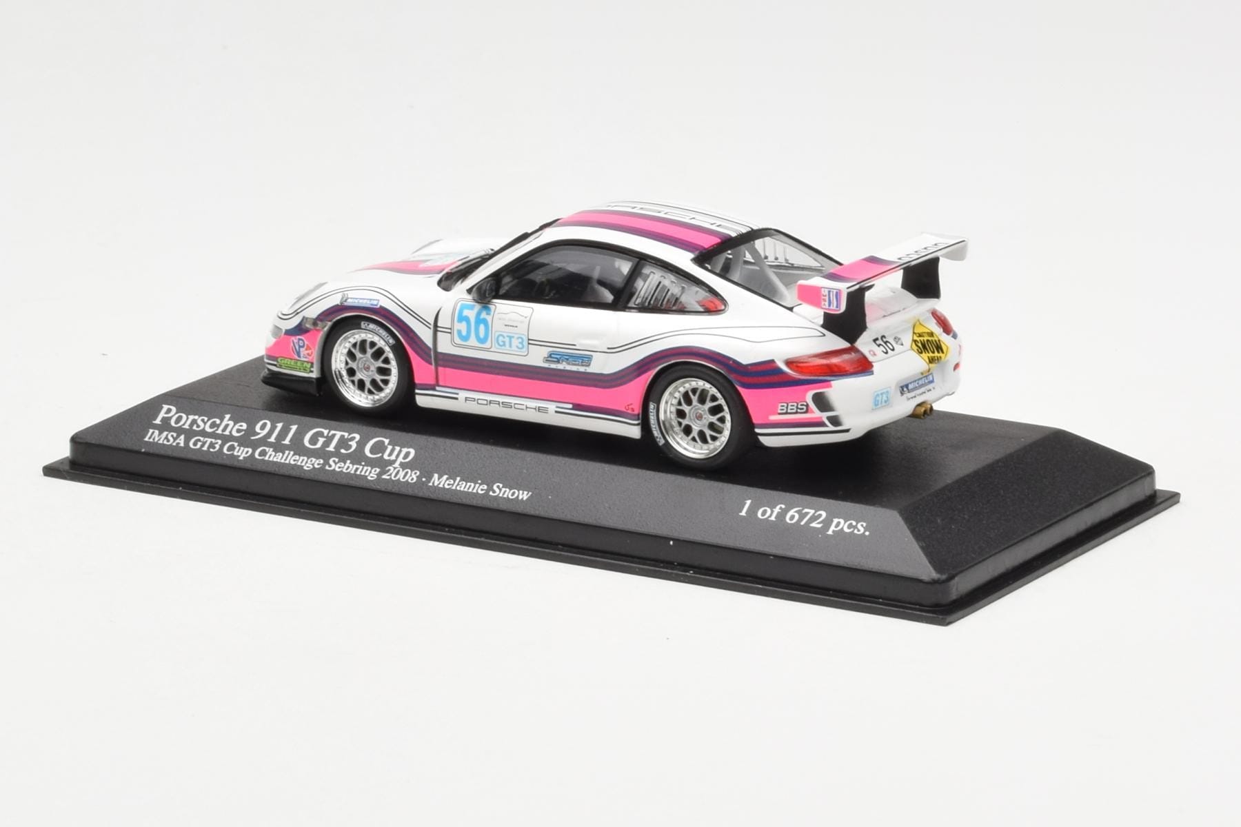 Porsche 911 997 GT3 Cup #56 M. Snow IMSA GT3 Challenge 2008 Minichamps 1:43 400086456 Metal - imaginea 3 din 4