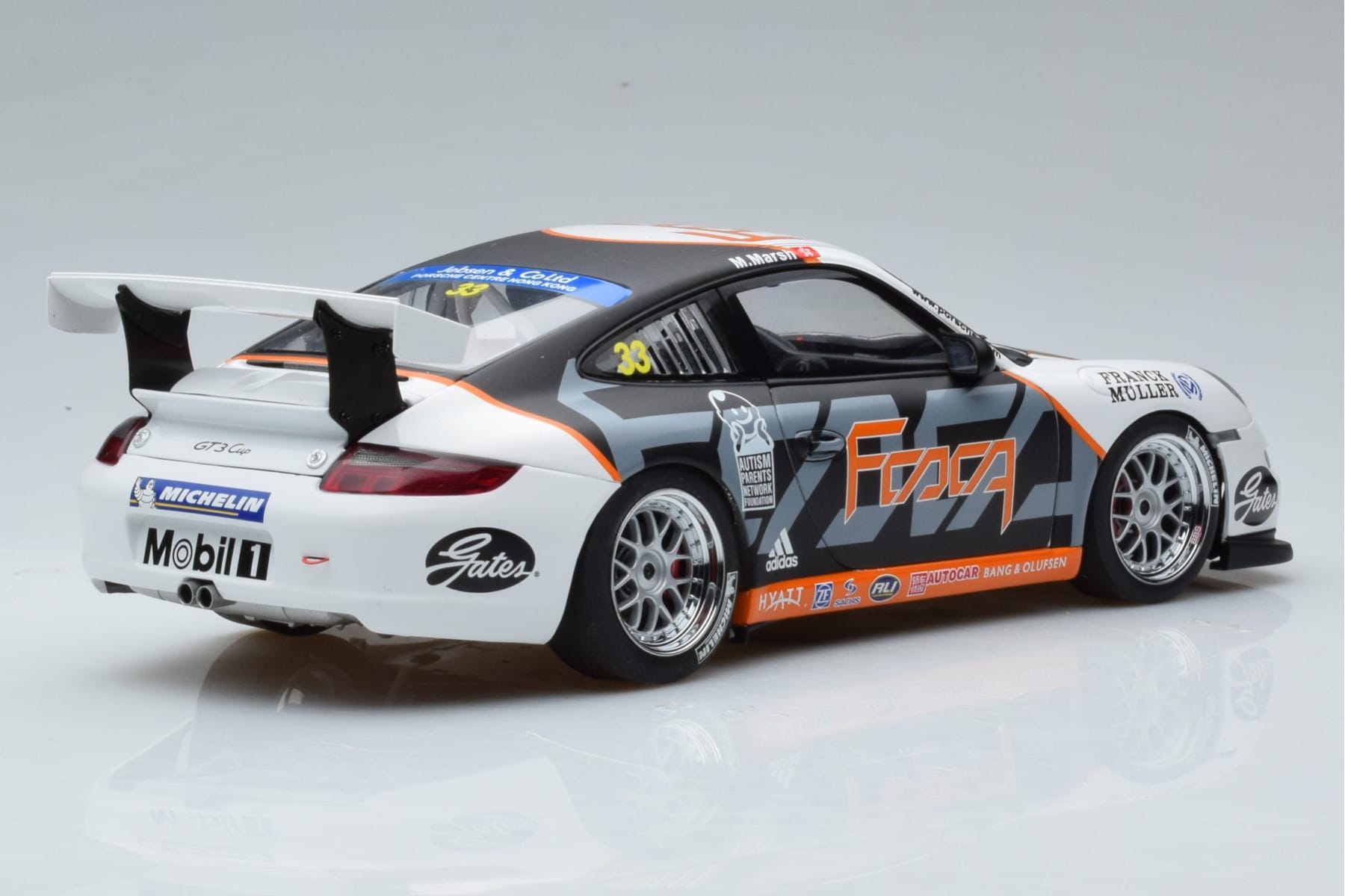 Porsche 911 997 GT3 Cup #33 M. Marsh Carrera Cup Asia 2006 AUTOart 1:18 80782 Metal - imaginea 3 din 7