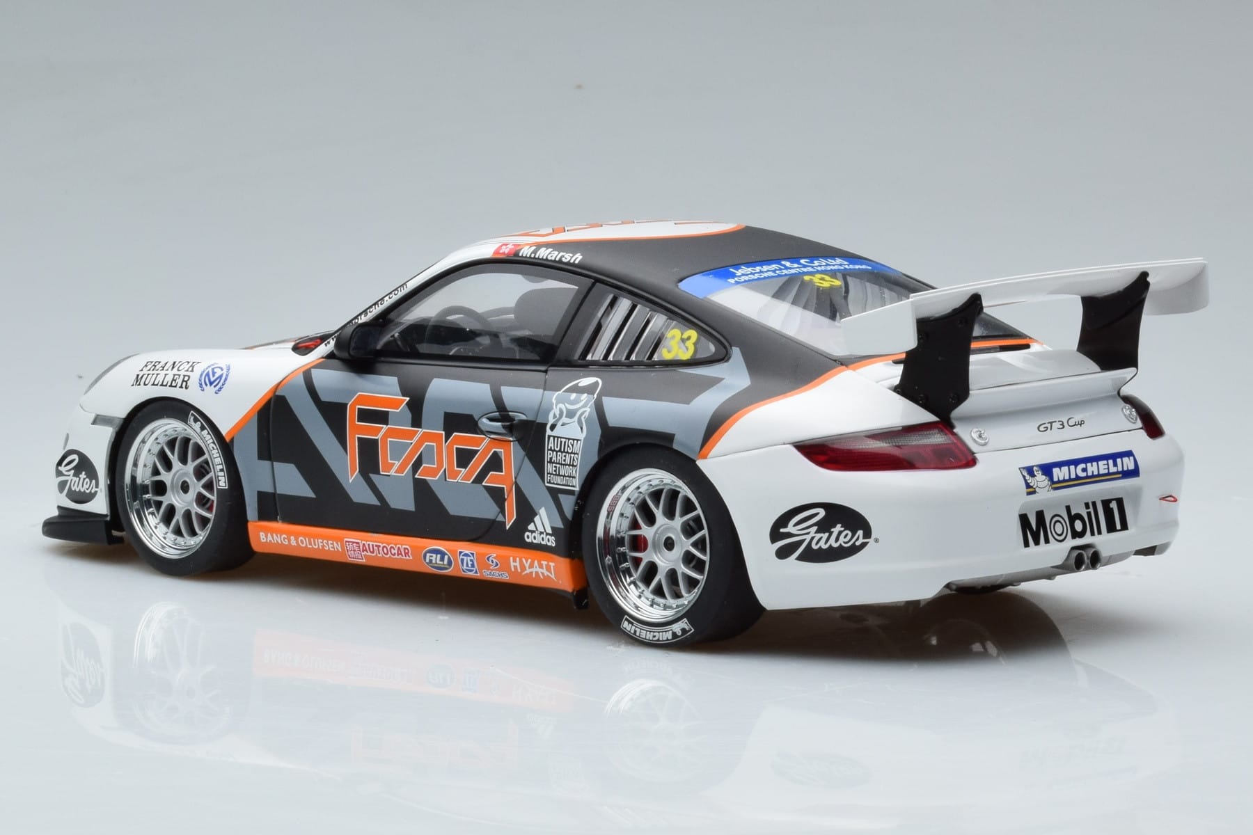 Porsche 911 997 GT3 Cup #33 M. Marsh Carrera Cup Asia 2006 AUTOart 1:18 80782 Metal - imaginea 6 din 7