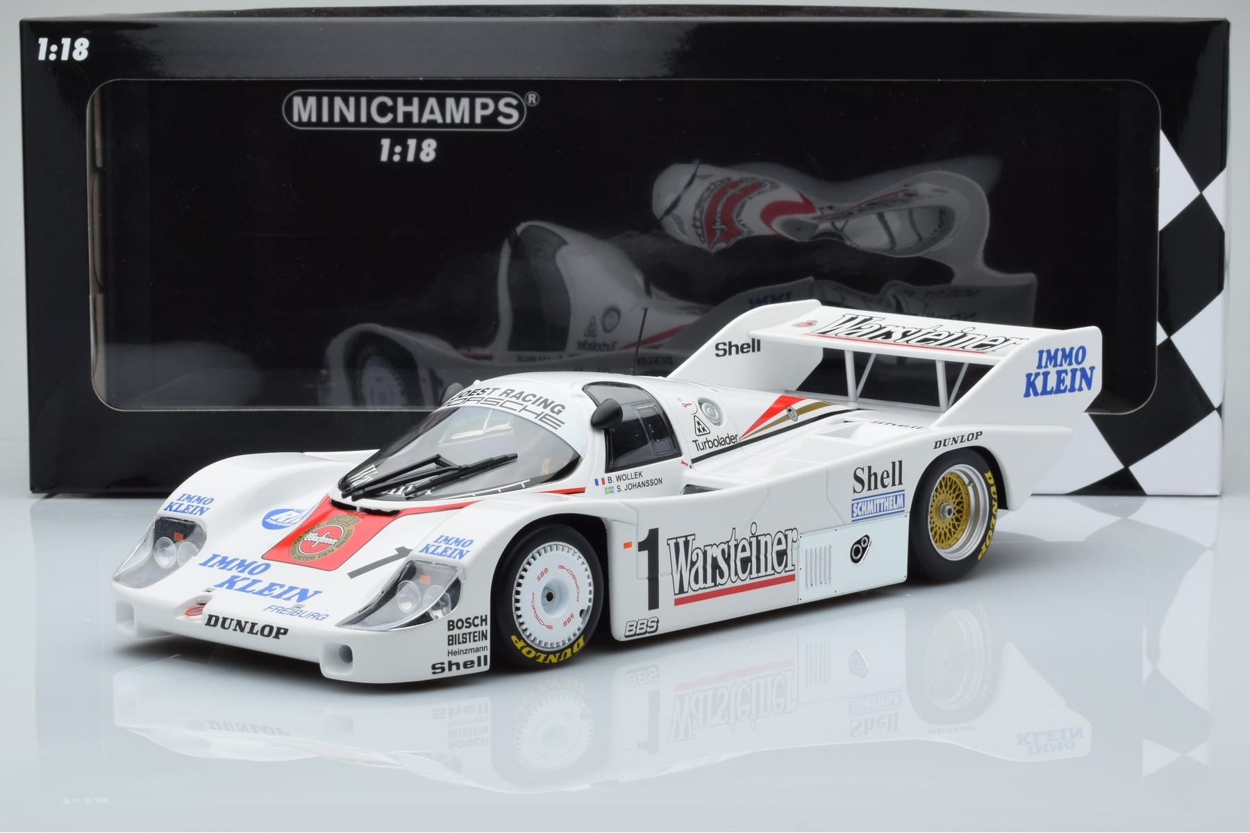 Porsche 956K Warsteiner #1 B. Wollek / S. Johansson DRM Zolder Winner 1983 Minichamps 1:18 CA-WOL-06 Metal - imaginea 6 din 6