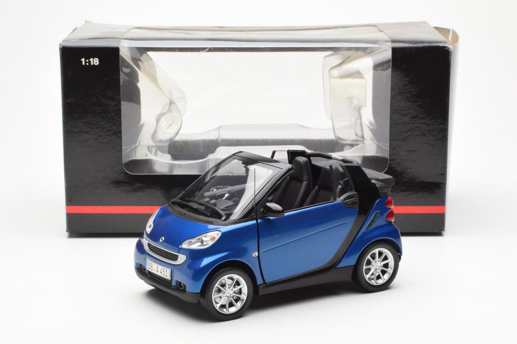 Smart Fortwo 451 Cabrio Albastru & Negru Minichamps 1:18 150036330 Metal - imaginea 8 din 8
