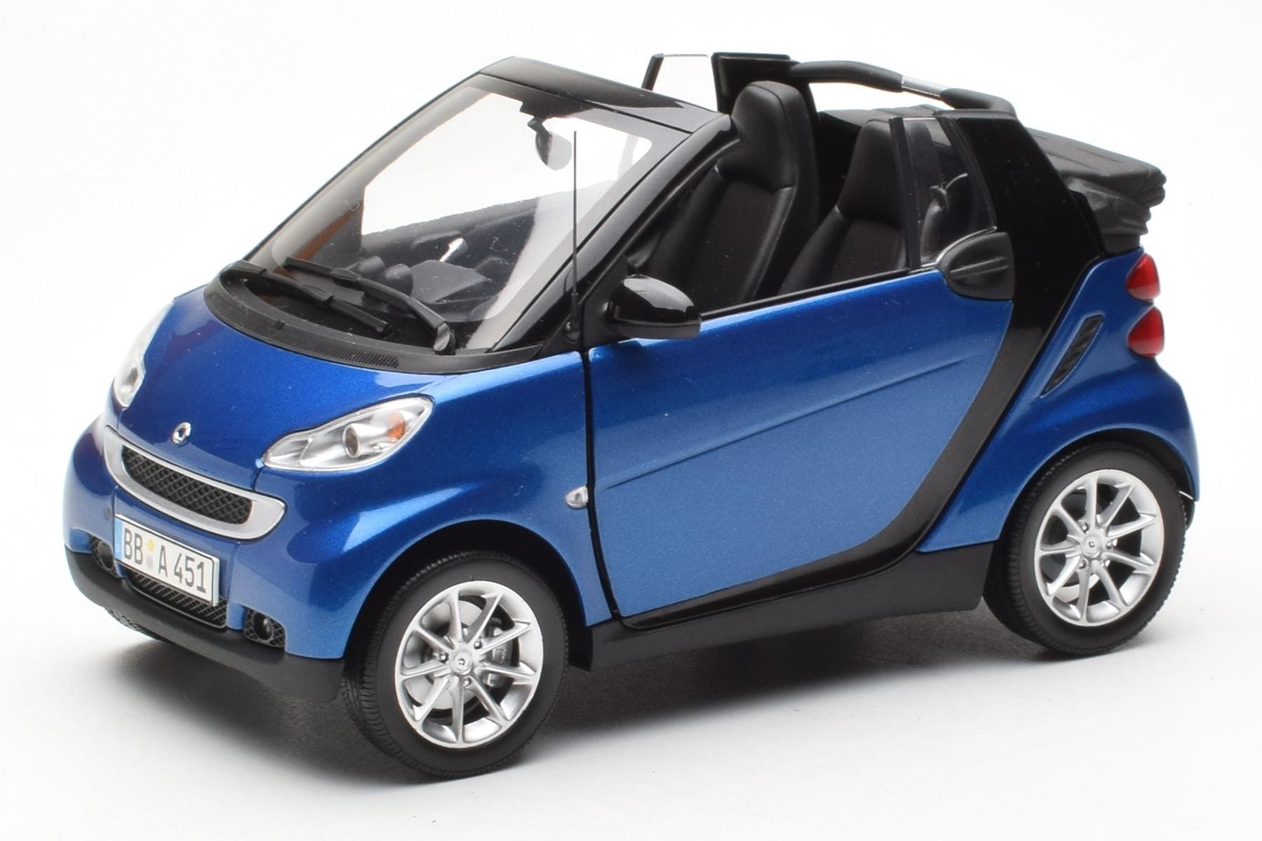 Smart Fortwo 451 Cabrio Albastru & Negru Minichamps 1:18 150036330 Metal