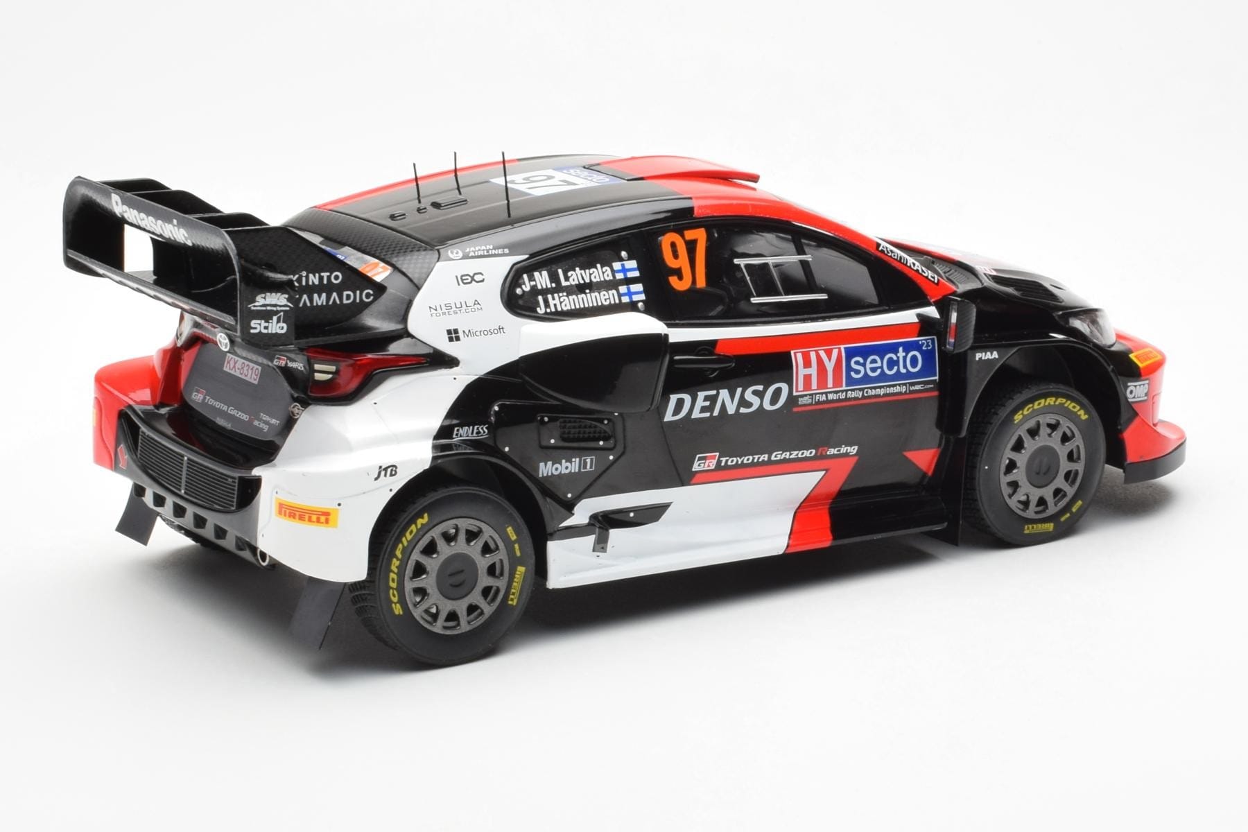 Toyota GR Yaris Rally1 #97 J-M. Latvala / J. Hanninen Rally Finland 2023 IXO 1:18 18RMC174B Metal - imaginea 2 din 6
