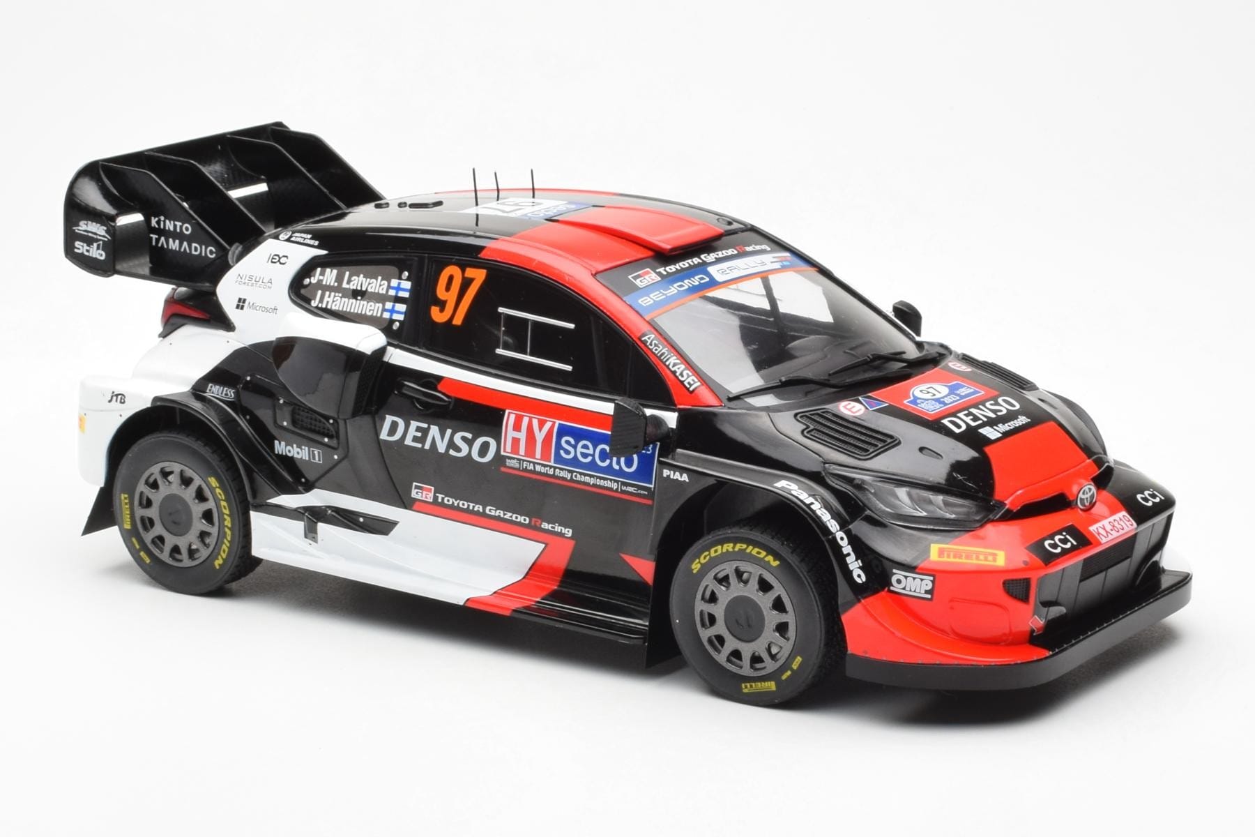 Toyota GR Yaris Rally1 #97 J-M. Latvala / J. Hanninen Rally Finland 2023 IXO 1:18 18RMC174B Metal - imaginea 4 din 6
