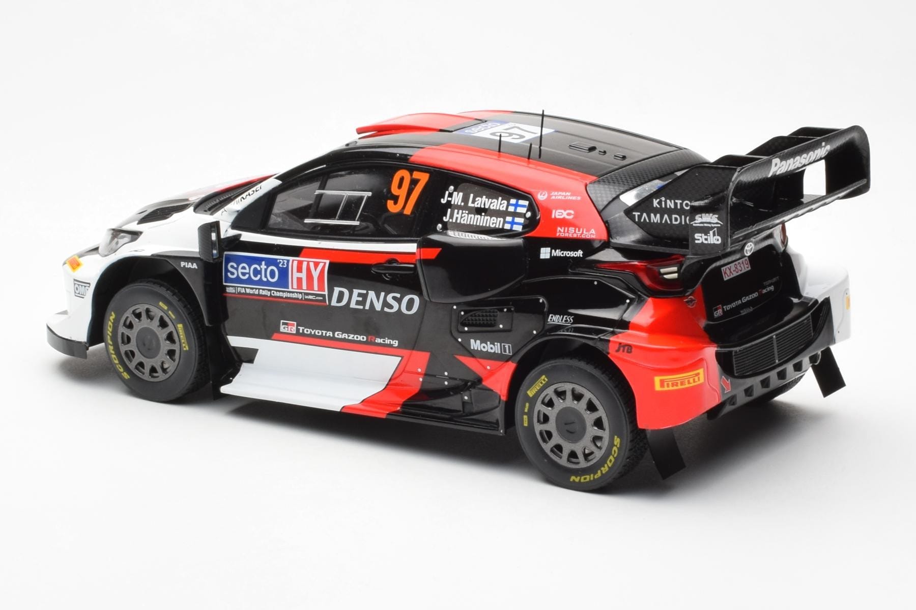 Toyota GR Yaris Rally1 #97 J-M. Latvala / J. Hanninen Rally Finland 2023 IXO 1:18 18RMC174B Metal - imaginea 5 din 6