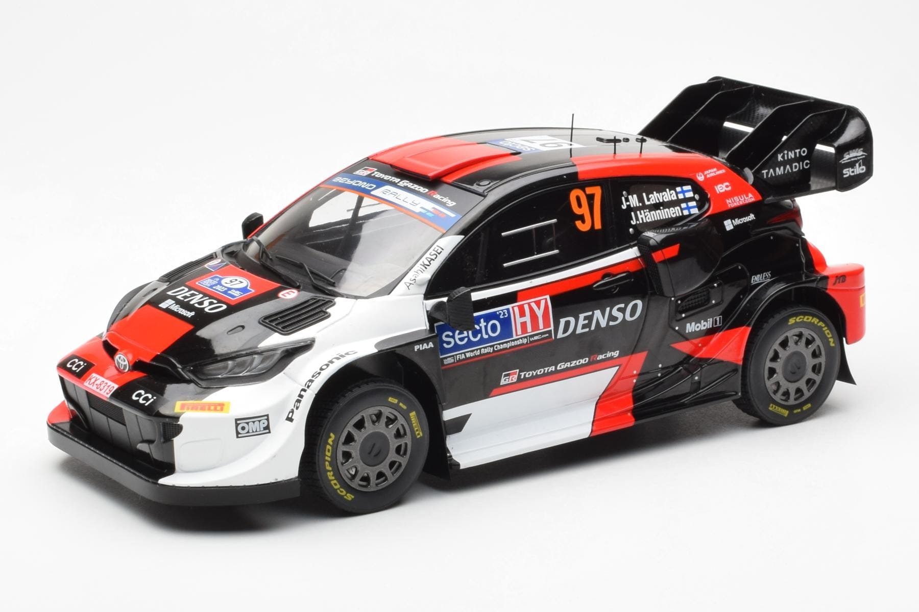 Toyota GR Yaris Rally1 #97 J-M. Latvala / J. Hanninen Rally Finland 2023 IXO 1:18 18RMC174B Metal