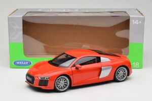 Audi R8 V10 Roșu Welly 1:18 18052W Metal - imaginea 8 din 8