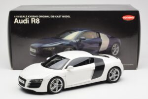 Audi R8 Type 42 Alb Kyosho 1:18 09213W Metal - imaginea 8 din 8