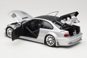 BMW M3 E46 GTR Street Argintiu With Carbon Roof Minichamps 1:18 100012102 Metal - imaginea 5 din 8