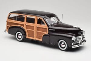 Chevrolet Fleetmaster Woody Negru & Wood Panels Maisto 1:18 43697545B Metal - imaginea 6 din 8