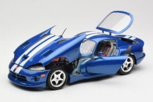 Dodge Viper GTS SR II Albastru cu Dungi Albe Bburago 1:18 3330 Metal - imaginea 2 din 8
