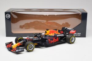 Red Bull RB16B #33 M. Verstappen Emilia Romagna GP Winner Mid Race Tyres 2021 Minichamps 1:18 110210133 Metal - imaginea 6 din 7