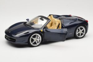 Ferrari 458 Italia Spider Dark Blue Metallic Hot Wheels 1:18 X5529 Metal - imaginea 2 din 8