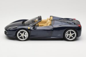 Ferrari 458 Italia Spider Dark Blue Metallic Hot Wheels 1:18 X5529 Metal - imaginea 4 din 8