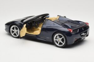 Ferrari 458 Italia Spider Dark Blue Metallic Hot Wheels 1:18 X5529 Metal - imaginea 5 din 8
