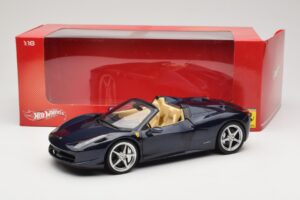 Ferrari 458 Italia Spider Dark Blue Metallic Hot Wheels 1:18 X5529 Metal - imaginea 8 din 8