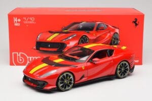 Ferrari 812 Competizione Rosso Corsa Cu Dungi Galbene Bburago 1:18 18-16915 Metal - imaginea 8 din 8