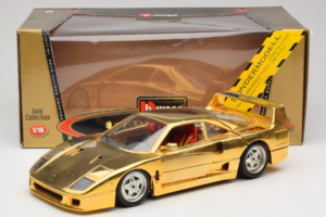 Ferrari F40 Chrome Gold Limited Edition 250 pcs Bburago 1:18 3332-G1 Metal - imaginea 8 din 8