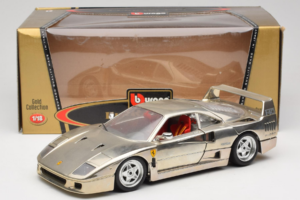 Ferrari F40 Chrome Silver Bburago 1:18 3401 Metal - imaginea 8 din 8