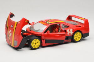 Ferrari F40 Evoluzione #14 L. Dalla Noce H&R Roșu cu Roți Galbene 1992 Bburago 1:18 3042-H1 Metal - imaginea 2 din 8