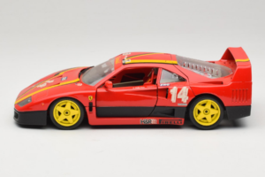 Ferrari F40 Evoluzione #14 L. Dalla Noce H&R Roșu cu Roți Galbene 1992 Bburago 1:18 3042-H1 Metal - imaginea 4 din 8